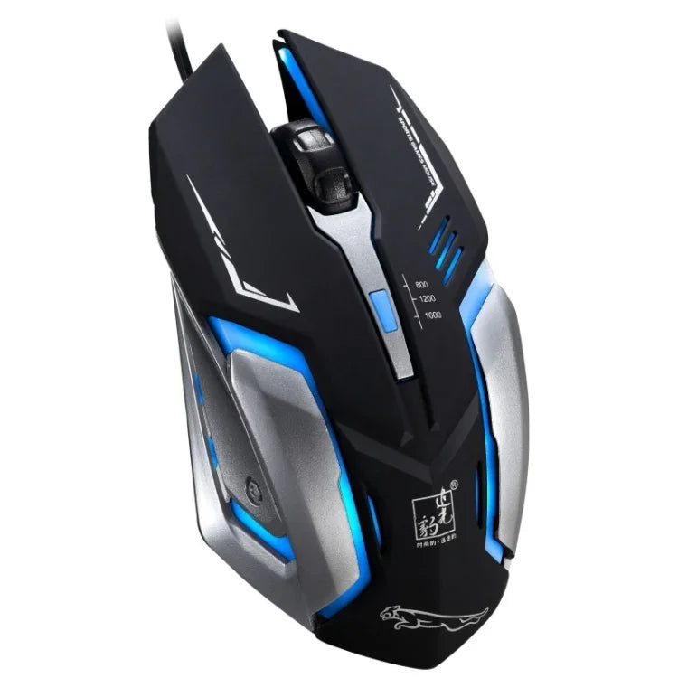 Chasing Leopard K1 USB 1600DPI 3단계 조절 LED 백라이트 무음 유선 광학 게이밍 마우스, 길이: 1.3m