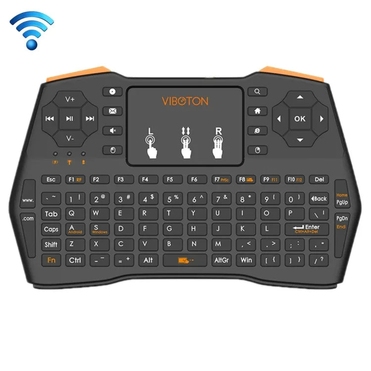 VIBOTON i8 Plus 업데이트 2.4GHz QWERT 미니 무선 키보드, 터치패드 포함, TV 박스, Mi 박스, 컴퓨터, 태블릿, 노트북, 프로젝터용(블랙), 무선 키보드