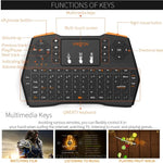 VIBOTON i8 Plus 업데이트 2.4GHz QWERT 미니 무선 키보드, 터치패드 포함, TV 박스, Mi 박스, 컴퓨터, 태블릿, 노트북, 프로젝터용(블랙), 무선 키보드