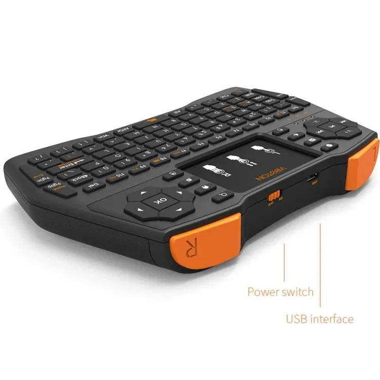 VIBOTON i8 Plus 업데이트 2.4GHz QWERT 미니 무선 키보드, 터치패드 포함, TV 박스, Mi 박스, 컴퓨터, 태블릿, 노트북, 프로젝터용(블랙), 무선 키보드