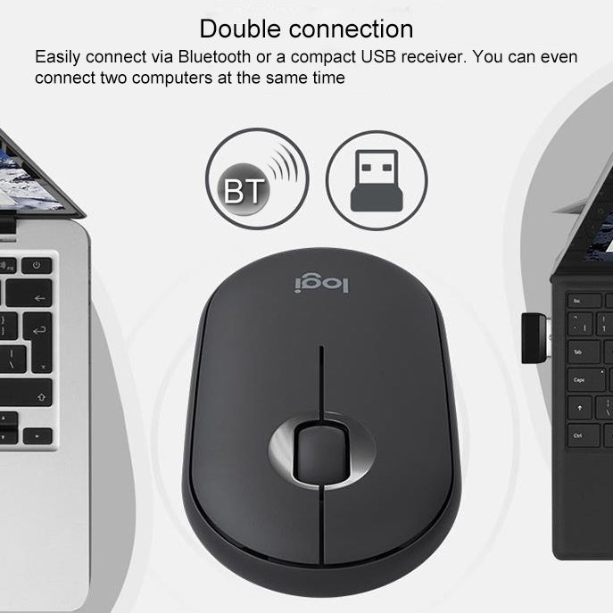로지텍 Pebble Cobblestone 모양 얇은 3키 1000DPI 무음 무선 블루투스 광학 마우스, 무선 거리: 10m