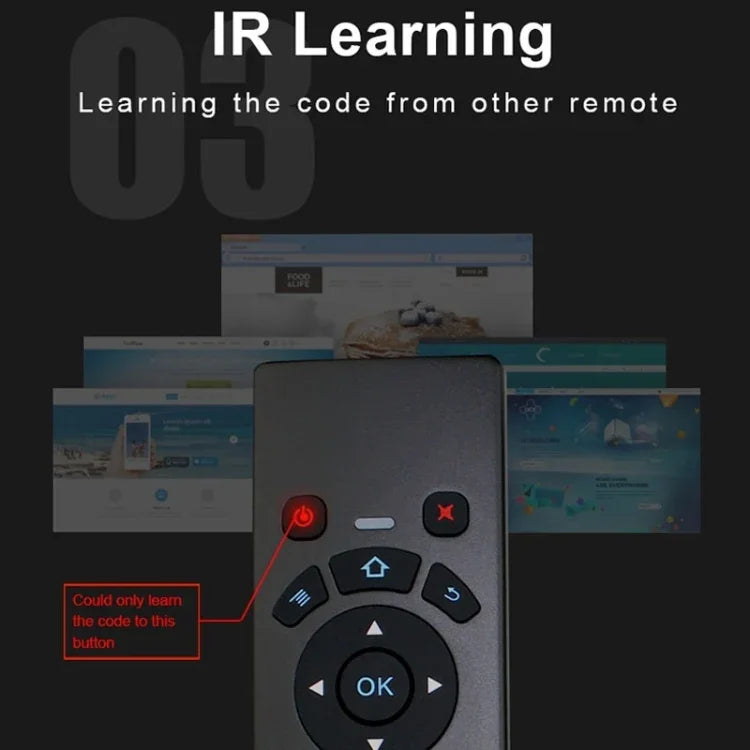 T6 컬러풀 라이트 버전 에어 마우스 2.4GHz 무선 키보드 리모컨 터치패드 및 IR 학습 기능 포함 PC, 안드로이드 TV 박스 / 스마트 TV, 멀티미디어 기기용, T6