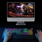 AULA F2088 108 Keys Mixed Light Plating Punk Mechanical Blue Switch Wired USB Gaming Keyboard with Metal Button, Blue Switch Silver