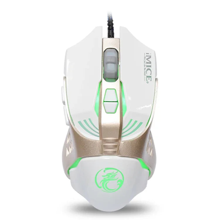 iMICE V5 USB 7버튼 4000 DPI 유선 광학 다채로운 백라이트 게이밍 마우스 컴퓨터 PC 노트북용, V5 (화이트)