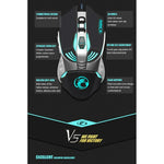 iMICE V5 USB 7버튼 4000 DPI 유선 광학 다채로운 백라이트 게이밍 마우스 컴퓨터 PC 노트북용, V5 (화이트)