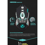 iMICE V5 USB 7버튼 4000 DPI 유선 광학 다채로운 백라이트 게이밍 마우스 컴퓨터 PC 노트북용, V5 (화이트)