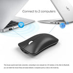 HXSJ T23 블루투스 5.0 + 블루투스 3.0 + 2.4GHz 무선 3모드 4버튼 1600 DPI 조절 인체공학 광학 마우스, T23 블랙