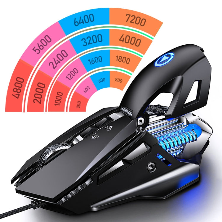 YINDIAO G10 7200DPI 7모드 조절 가능 7키 RGB 라이트 유선 메탈 기계식 하드코어 매크로 마우스, 스타일: 오디오 버전