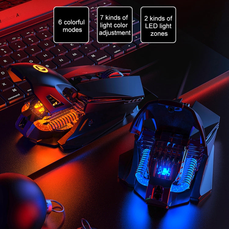 YINDIAO G10 7200DPI 7모드 조절 가능 7키 RGB 라이트 유선 메탈 기계식 하드코어 매크로 마우스, 스타일: 오디오 버전