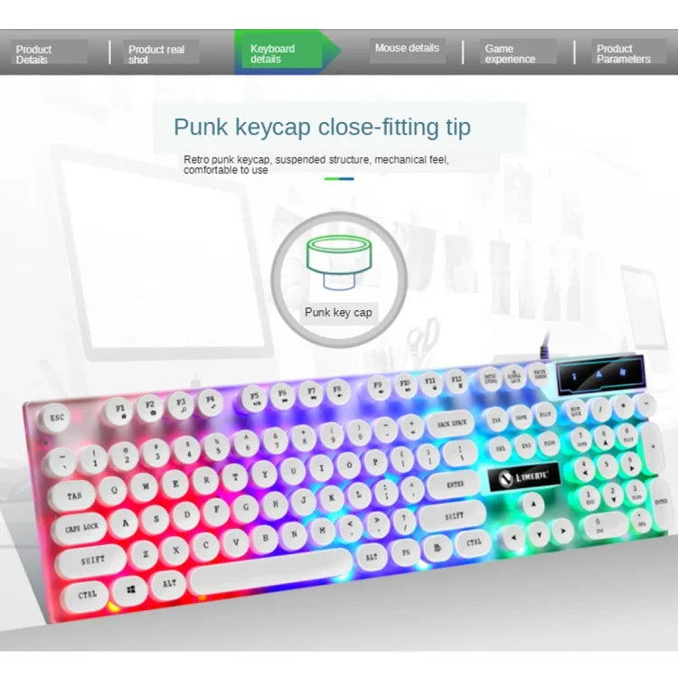 TX300 Mechanical Feel Backlight Punk Wired Keyboard Mouse Set