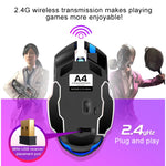 YINDIAO A4 2.4GHz 1600DPI 3모드 조절 가능 충전식 무선 무소음 게이밍 마우스 (스타 블랙), 스타 블랙