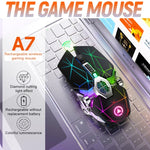 YINDIAO A7 2.4GHz 1600DPI 3단계 조절 7키 충전식 RGB 라이트 무선 무소음 게이밍 마우스