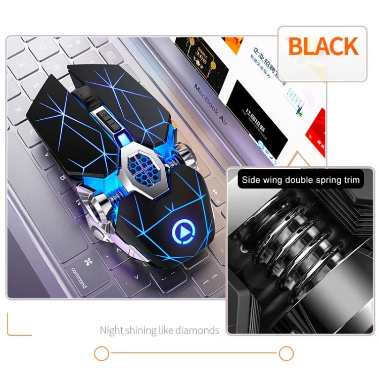YINDIAO A7 2.4GHz 1600DPI 3단계 조절 7키 충전식 RGB 라이트 무선 무소음 게이밍 마우스