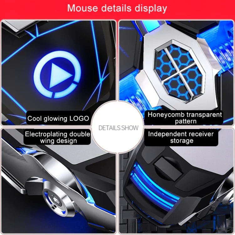 YINDIAO A7 2.4GHz 1600DPI 3단계 조절 7키 충전식 RGB 라이트 무선 무소음 게이밍 마우스