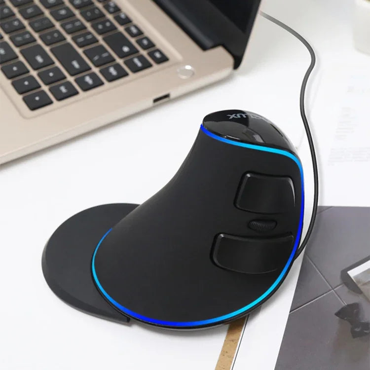 DELUX M618 플러스 유선 블루 버전 광학 마우스 인체공학 수직 마우스 1600DPI, 1600DPI 유선