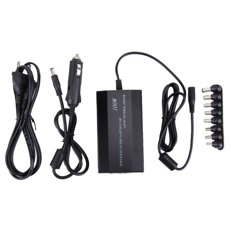 노트북 전원 100W 범용 충전기, 차량용 충전기 및 AC 전원 어댑터, 8개 전원 어댑터 및 1 USB 포트 포함, 삼성, 소니, 아수스, 에이서, IBM, HP, DELL용, UK 플러그, AU 플러그, EU 플러그, UK 플러그