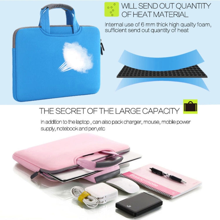 15.4인치 휴대용 통기성 손잡이 슬리브 가방, MacBook Air / Pro, Lenovo 및 기타 노트북용, 크기: 38x27.5x3.5cm, 15.4인치 그레이, 15.4인치 그린, 15.4인치 핑크, 15.4인치 블랙