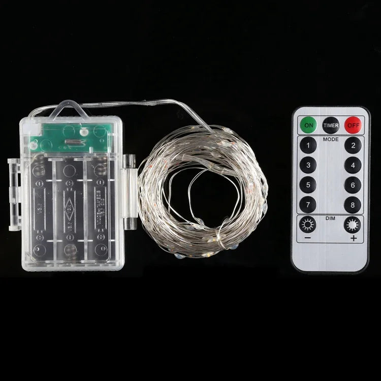 50개 LED 3 x AA 배터리 박스 요정 램프 장식 조명 리모컨 포함, DC 5V, 다채로운 빛/리모컨, 흰색 빛/리모컨, 따뜻한 흰색/리모컨