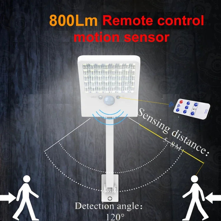 6W 800LM 48개 LED 태양광 리모컨 평면 램프 브래킷 포함