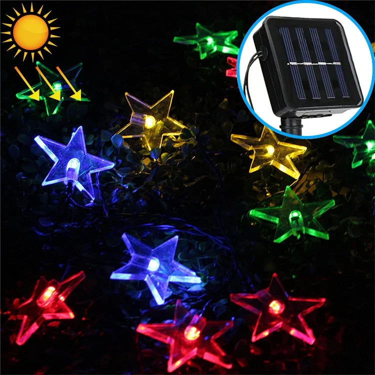 별 모양 20 LEDs 야외 정원 크리스마스 축제 장식 태양광 램프 스트링