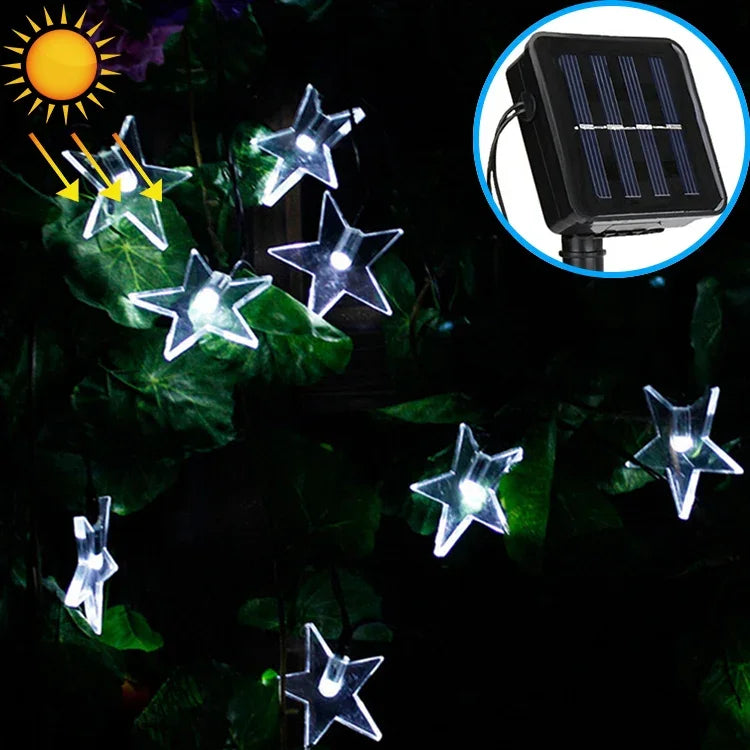 별 모양 20 LEDs 야외 정원 크리스마스 축제 장식 태양광 램프 스트링