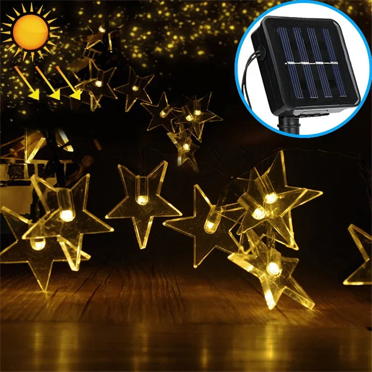 별 모양 20 LEDs 야외 정원 크리스마스 축제 장식 태양광 램프 스트링