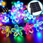 복숭아꽃 모양 50 LEDs 야외 정원 방수 크리스마스 봄 축제 장식 태양광 램프 스트링