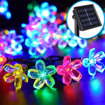 복숭아꽃 모양 50 LEDs 야외 정원 방수 크리스마스 봄 축제 장식 태양광 램프 스트링