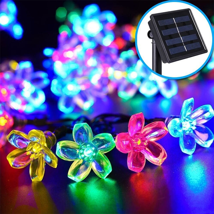 복숭아꽃 모양 50 LEDs 야외 정원 방수 크리스마스 봄 축제 장식 태양광 램프 스트링