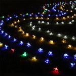 복숭아꽃 모양 50 LEDs 야외 정원 방수 크리스마스 봄 축제 장식 태양광 램프 스트링