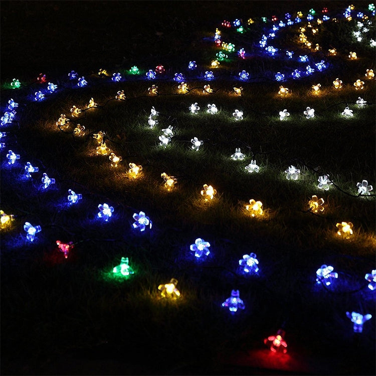 복숭아꽃 모양 50 LEDs 야외 정원 방수 크리스마스 봄 축제 장식 태양광 램프 스트링