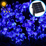 복숭아꽃 모양 50 LEDs 야외 정원 방수 크리스마스 봄 축제 장식 태양광 램프 스트링