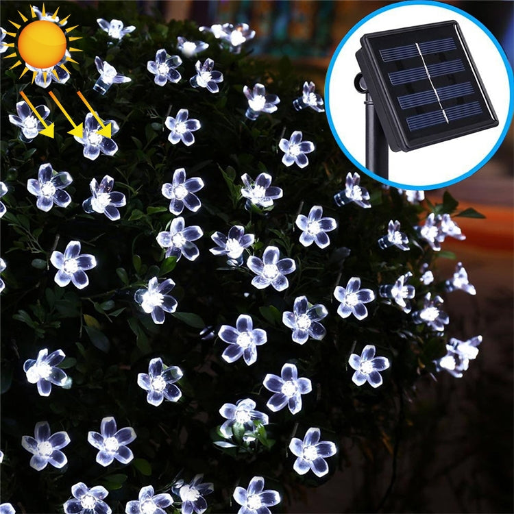 복숭아꽃 모양 50 LEDs 야외 정원 방수 크리스마스 봄 축제 장식 태양광 램프 스트링