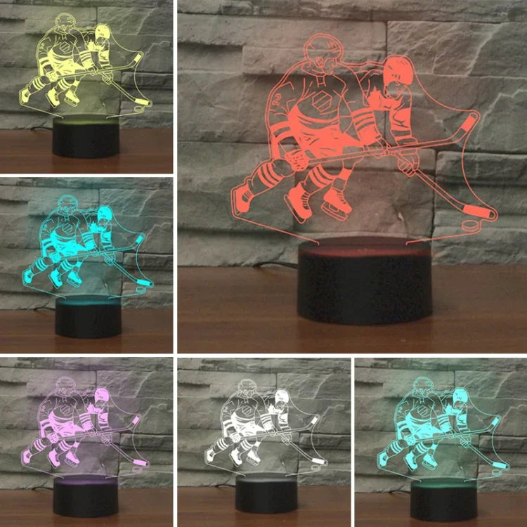 아이스하키 경기 모양 3D 컬러풀 LED 비전 라이트 테이블 램프, 충전 터치 버전, 충전 터치 버전