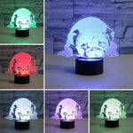 Prostrated Dog Shape 3D Colorful LED Vision Light Table Lamp, Charging Touch Version, Charging Touch Version