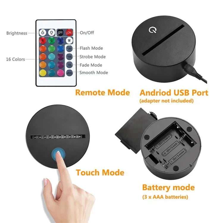 Saturn Shape 3D Colorful LED Vision Light Table Lamp, USB & Battery Version, USB & Battery Version