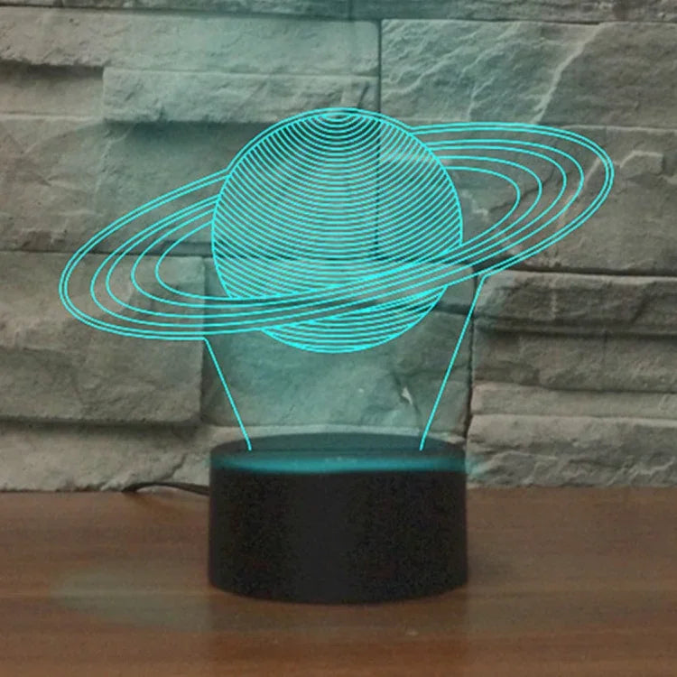 토성 모양 3D 컬러풀 LED 비전 라이트 테이블 램프, 크랙 리모컨 버전