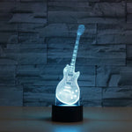 Guitar Shape 3D Colorful LED Vision Light Table Lamp, USB Touch Version, USB Touch Version