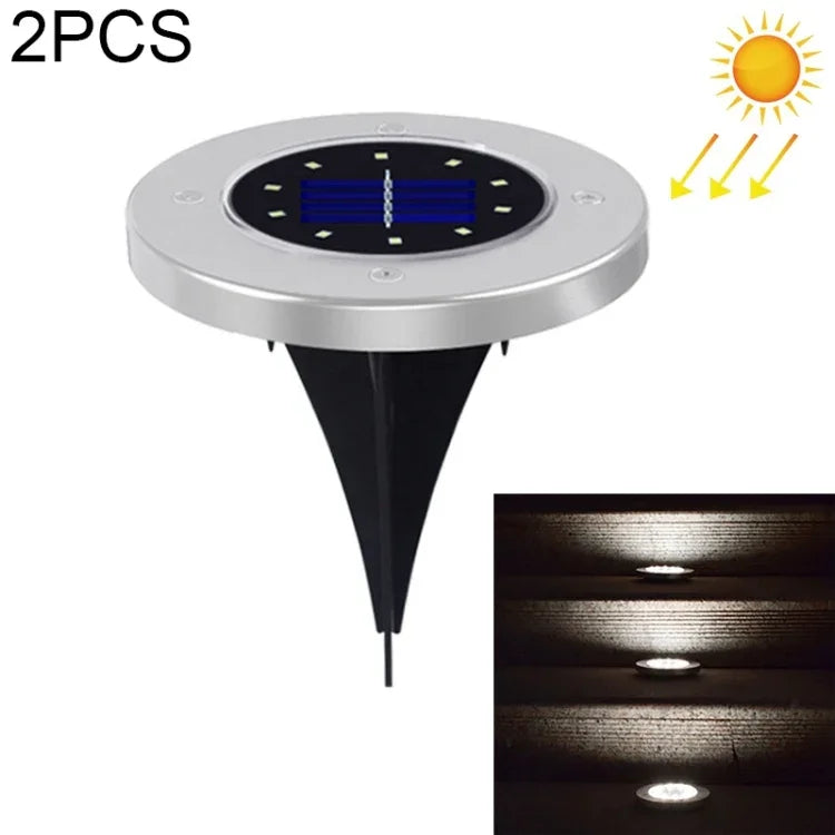 2개입 10 LED 태양광 매설등 지하등 IP65 방수 야외 정원 가로등, 10 LED