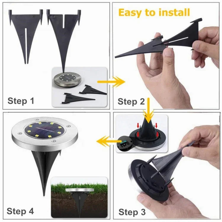 2개입 10 LED 태양광 매설등 지하등 IP65 방수 야외 정원 가로등, 10 LED