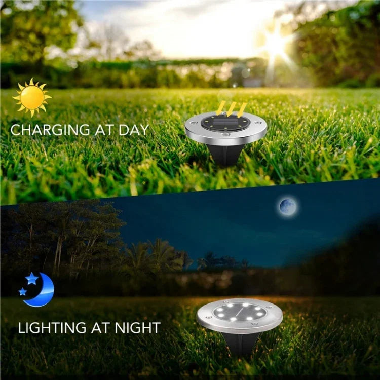 2개입 12 LED 태양광 매설등 지하등 IP65 방수 야외 정원 가로등, 12 LED