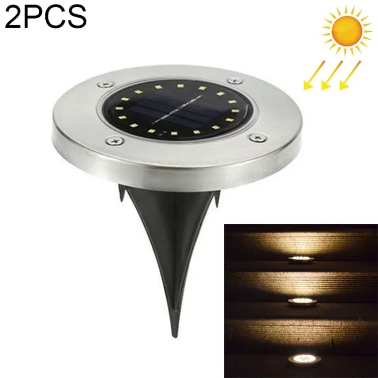 2개입 16 LED 태양광 매설등 지하등 IP65 방수 야외 정원 가로등, 16 LED