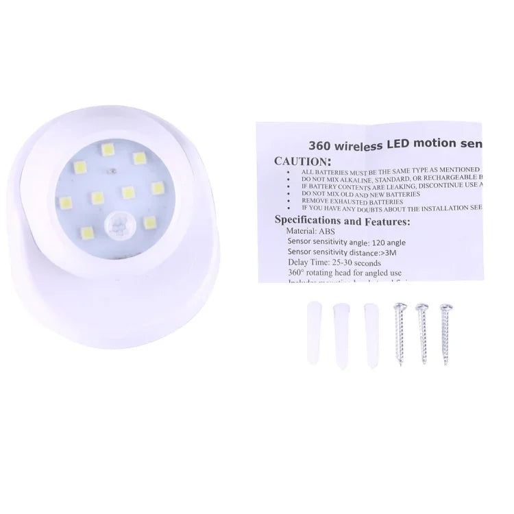 9 LED 240 LM 6000K 360도 회전 무선 모션 센서 옷장등 / 야간등 / 침실, 거실, 욕실, 복도용 벽등