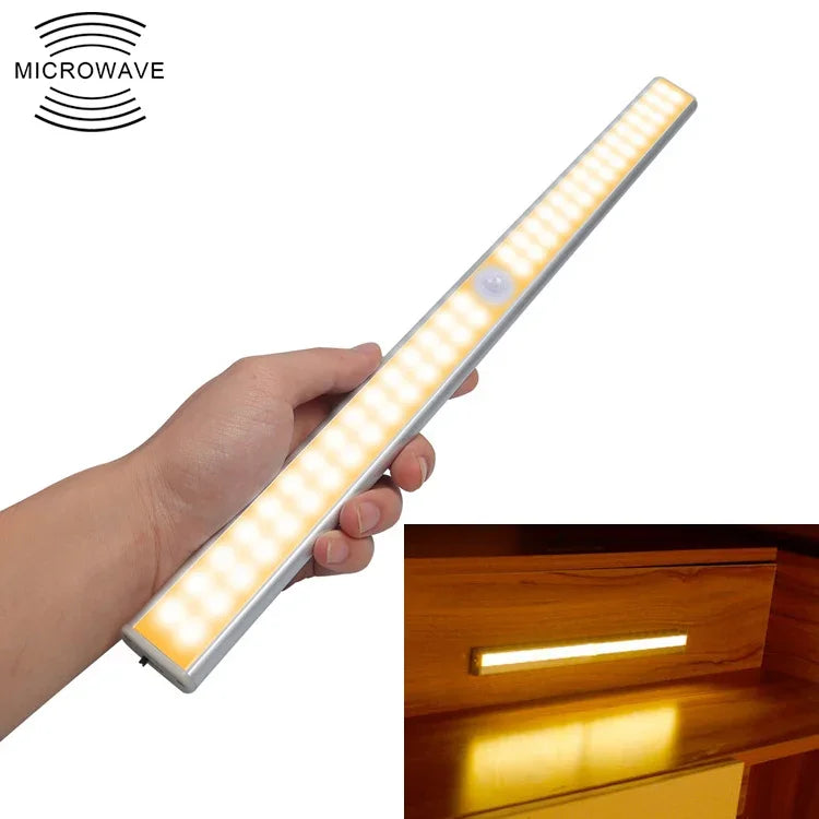 2.8W 60 LED 따뜻한 백색 와이드 스크린 지능형 인체 감지등 LED 복도 캐비닛 조명, USB 충전 버전, 2.8W 60 LED 따뜻한 백색