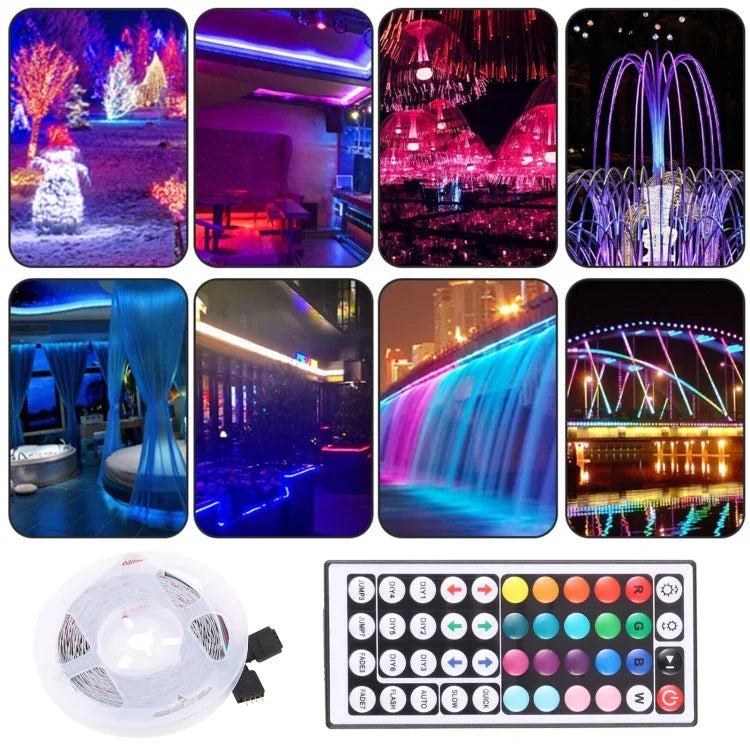 베어 보드 2835 SMD RGB LED 로프 라이트, 60 LED/m, 길이: 5m, 12V 2A 100-240V, 44키 리모컨 포함, 2835 SMD RGB LED, 5m, 44키 리모컨 포함