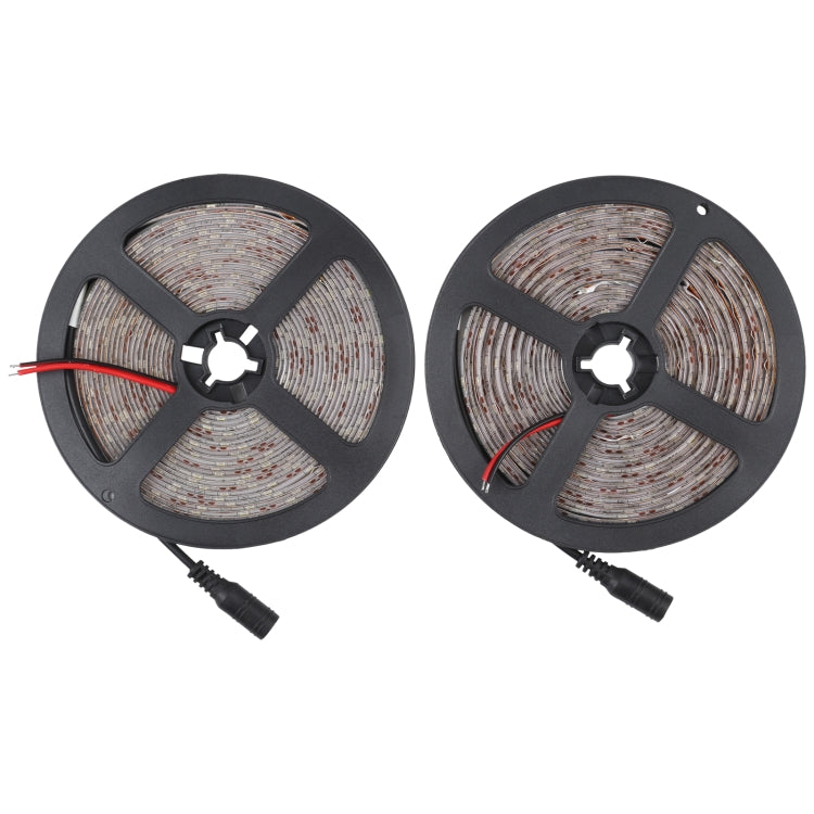 2개 베어 보드 2835 SMD 조광 가능 흰색 빛 / 따뜻한 빛 LED 로프 라이트, 60 LED/m, 길이: 5m, 12V 2A 100-240V, 2835 SMD LED, 5m x 2