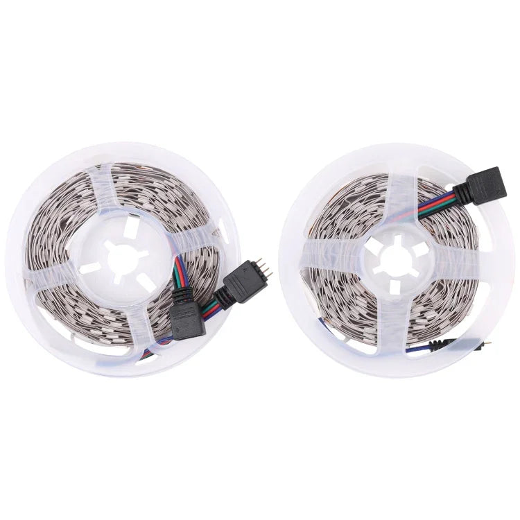 2개입 베어 보드 5050 SMD RGB LED 로프 라이트, 30 LED/m, 길이: 5m, 12V 2A 100-240V, 24키 두들 컨트롤러 포함, 5050 SMD RGB LED, 5m x 2