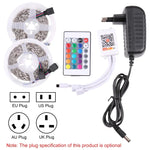 2개입 베어 보드 5050 SMD RGB LED 로프 라이트, 30 LED/m, 길이: 5m, 12V 2A 100-240V, 24키 두들 컨트롤러 포함, 5050 SMD RGB LED, 5m x 2
