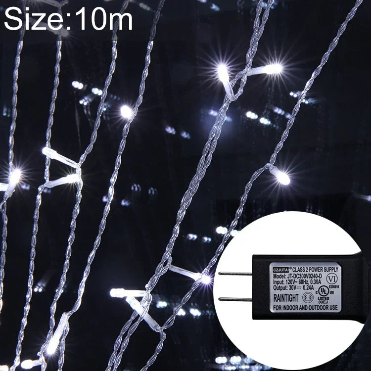 100 LED 요정 스트링 장식 조명 끝 조인트 및 8가지 모드 기능 포함, 미국 플러그, 10m 흰색 조명