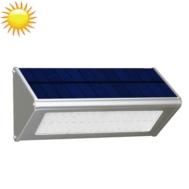 800 루멘 48 LED SMD 2835 센서 삼각형 에너지 절약 벽등 태양광 패널 및 숨겨진 스위치 포함 정원/마당/야외 캠핑용 (실버)